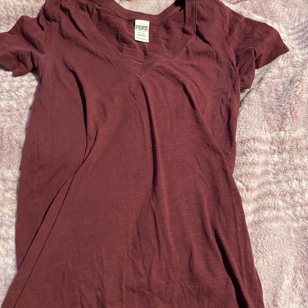 maroon V-neck